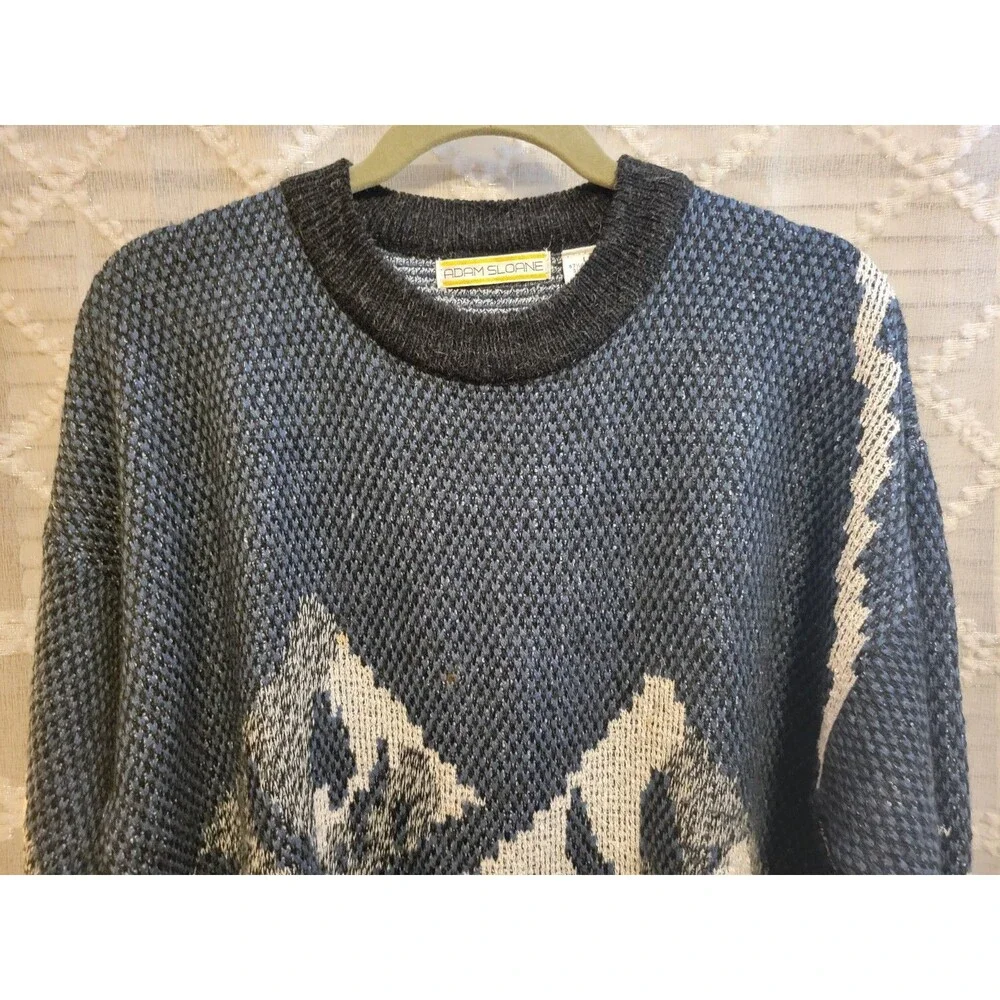 Vintage Mens Sweater Large Geometric Acrylic Cosby Preppy Old Money Aspen Lodge - Picture 11 of 16